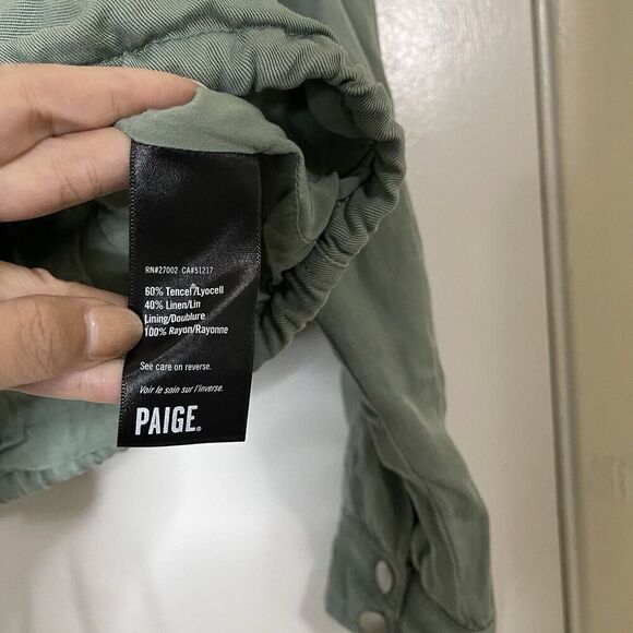 PAIGE army green full zip drawstring jacket size XS - Picture 5 of 7